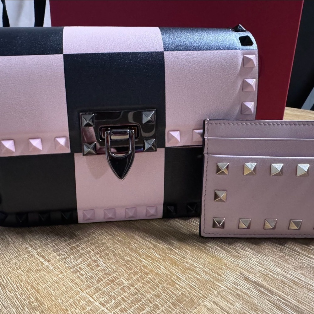 Valentino Studded Pink and Black Women's Bag